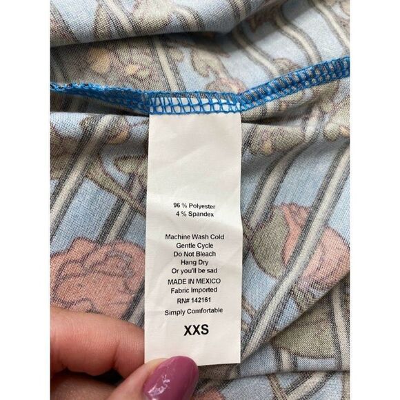 LuLaRoe Carly Blue Floral Stripe High Low  Dress sz XXS - Picture 5 of 5